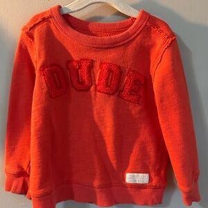 Carter's Orange Sweatshirt with 'DUDE' Appliqué